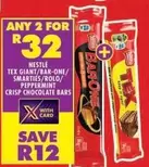 Ford - TEX GIANT/BAR-ONE/ SMARTIES/ROLO/ PEPPERMINT CRISP CHOCOLATE BARS