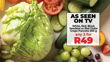 White, Red, Black Seedless or Red Globe Grape Punnets 500 g