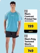 Men's Contrast Printed Tee (850035833) or Men's Poly Textured Shorts (850028908)