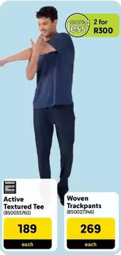 Active Textured Tee (850035765) or Woven Trackpants (850027346)