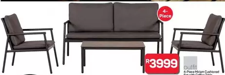 4-Piece Morgan Cushioned Rattan Coffee Table