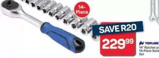 14" Ratchet and 14-Piece Socket Set