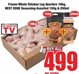 Frozen -  Whole Chicken Leg Quarters, Seasoning Assorted