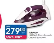Safeway - 1800 Watt Steam Iron with Ceramic Soleplate