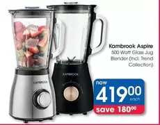 Kambrook - Aspire 500 Watt Glass Jug Blender
