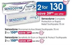 Sensodyne - Complete Protection or Rapid Relief Toothpaste