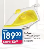 Safeway - 1600 Watt Steam Iron with Ceramic Soleplate
