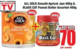 CAT - Smooth Apricot Jam 900g & Peanut Butter Assorted 400g
