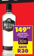 Russian Bear - VODKA all variants