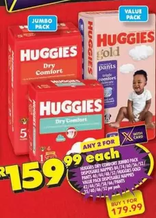 Huggies - Dry Comfort Jumbo Pack, Gold Pants Value Pack Disposable Nappies