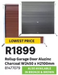 Rollup Garage Door Aluzinc Charcoal W2450 x H2100mm