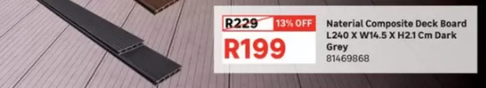 Composite Deck Board L240 X W14.5 X H2.1 Cm Dark