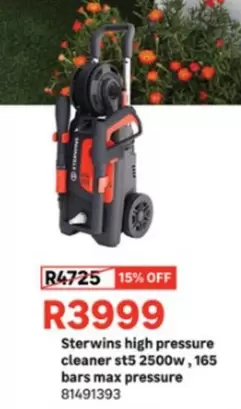 high pressure cleaner st5 2500w, 165 bars max pressure