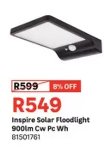 Solar Floodlight 900lm Cw Pc Wh