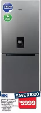 KIC - Metallic Fridge with Bottom Freezer and Water Dispenser