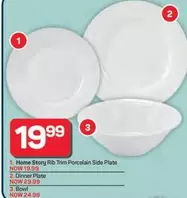 Home Story Rib Trim Porcelain Side Plate, Dinner Plate, Bowl