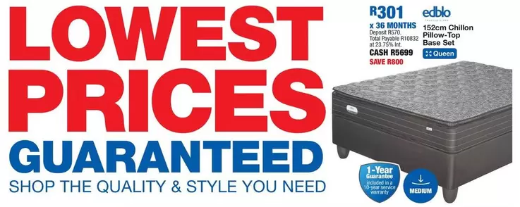 Edblo - R301 152cm Chillon Pillow-Top Base Set