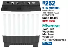 Hisense - Twin-Tub Washing Machine WSTF203
