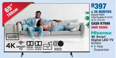 Hisense - 4K Smart Digital LED TV 65A6Q