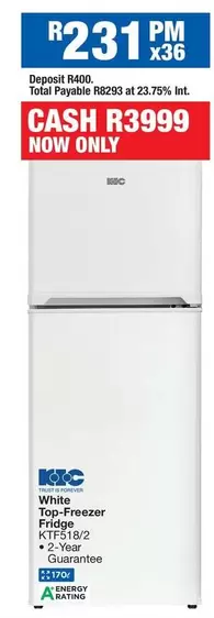 KIC - Top-Freezer Fridge KTF518/2