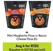 Mini -  Margherita Pizza or Bacon Cheese Pizza 8's