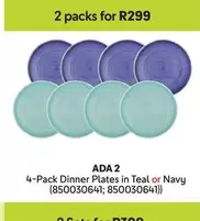 4-Pack Dinner Plates in Teal or Navy