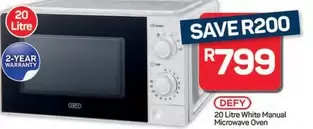 Defy - 20 Litre White Manual Microwave Oven
