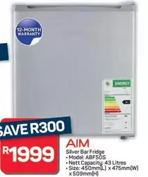 Aim - Silver Bar Fridge