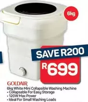 Goldair - White Mini Collapsible Washing Machine