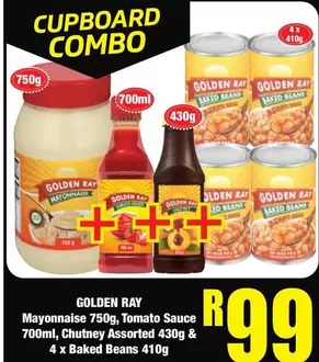 Golden Ray - Mayonnaise, Tomato Sauce, Chutney Assorted & Baked Beans