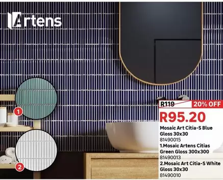 Artens - Mosaic Art Citia-S Blue Gloss 30x30