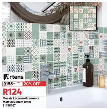 Artens - Mosaic Locarno Greenmix Matt 30x30cm 8mm