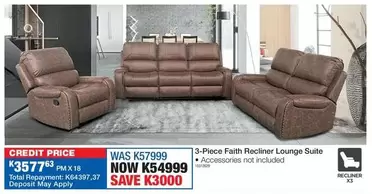Total - 3-Piece Faith Recliner Lounge Suite