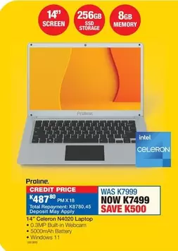 Proline - Celeron N4020 Laptop