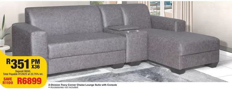 Total - 4-Division Navy Corner Chaise Lounge Suite with Console