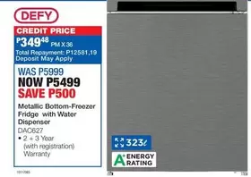 Defy - Metallic Bottom-Freezer Fridge with Water Dispenser DAC627