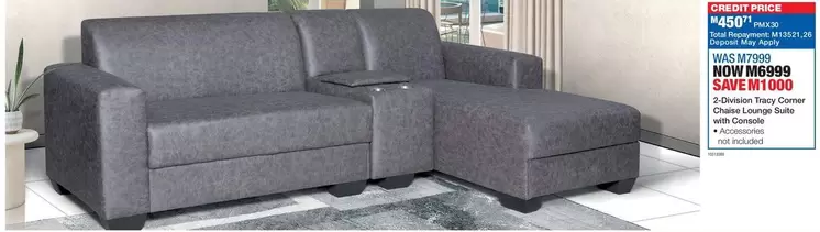 Total - 3-Division Tracy Corner Chaise Lounge Suite with Console