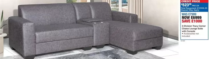 Total - 3 Seater Navy Corner Chaise Lounge Suite with Console