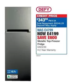 Defy - Metallic Top-Freezer Fridge DAD239