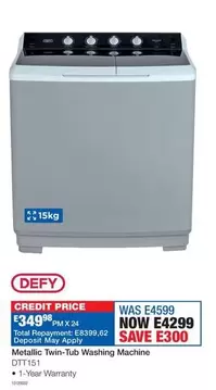 Defy - Twin-Tub Washing Machine DTT151