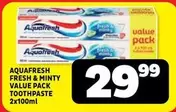 Aquafresh - FRESH & MINTY VALUE PACK TOOTHPASTE