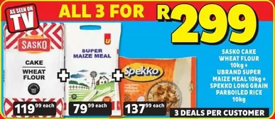 SASKO - Cake Wheat Flour, Super Maize Meal, Spekko Long Grain Parboiled Rice