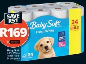 Baby Soft - 2-Ply White Toilet Rolls