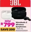jbl - Wavebuds 2 Wireless Earphones