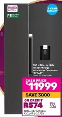 Total - Side-by-Side Freezer Fridge with Water Despenser (DFF647)