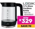 Logik - 1.7 L Glass Cordless Kettle