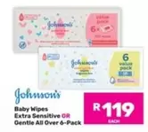 Johnson's - Baby Wipes Extra Sensitive OR Gentle All Over