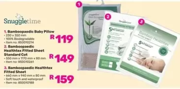 Soft Touch - Bamboopaedic Baby Pillow, Bamboopaedic Healthtex Fitted Sheet