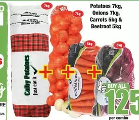 Potatoes, Onions, Carrots & Beetroot