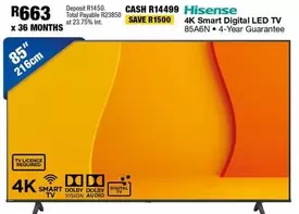 Hisense - 4K Smart Digital LED TV 85A6N